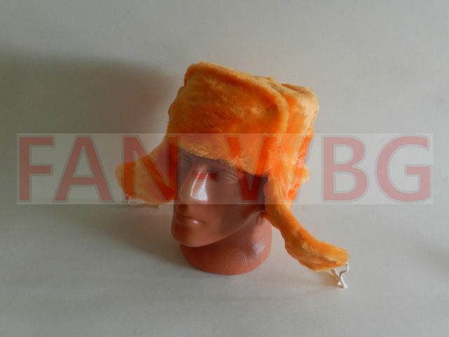 Шапка ушанка, цвет оранжевый